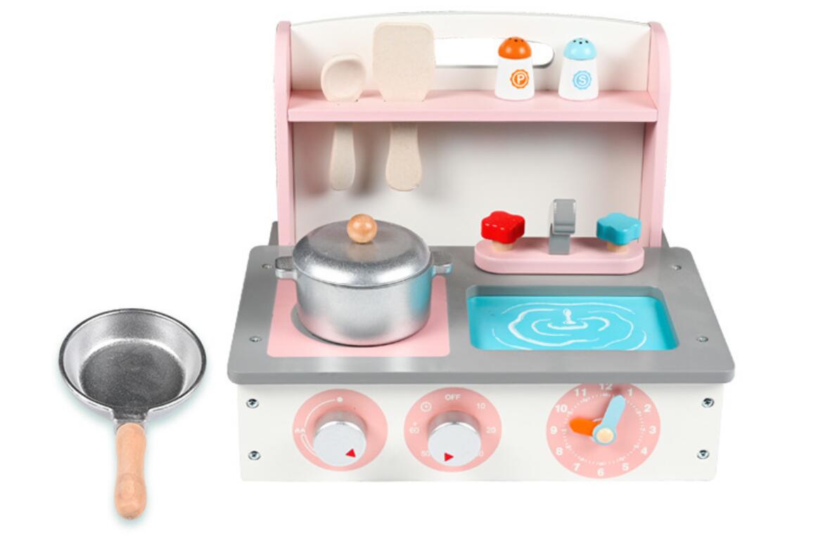 Wooden Toy The Simulation kitchen appliance-Pink